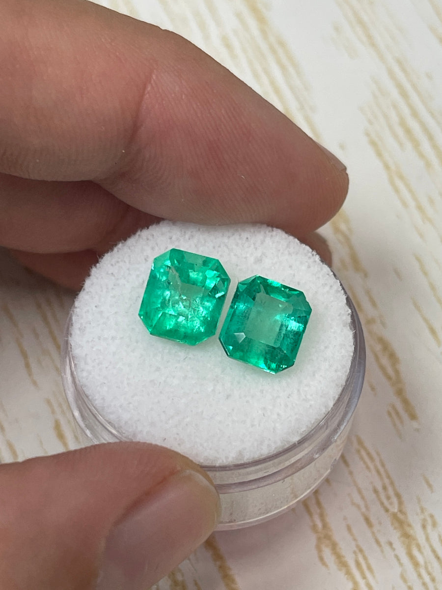 Matched Set of 9x8 Colombian Emeralds - 5.54 Total Carats - Loose Gems