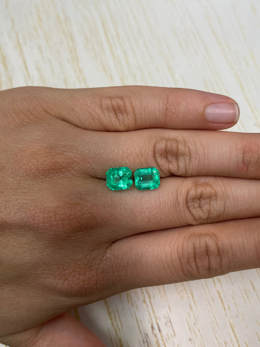 Emerald Cut 5.54tcw Colombian Emeralds - 9x8mm - Unset Loose Stones