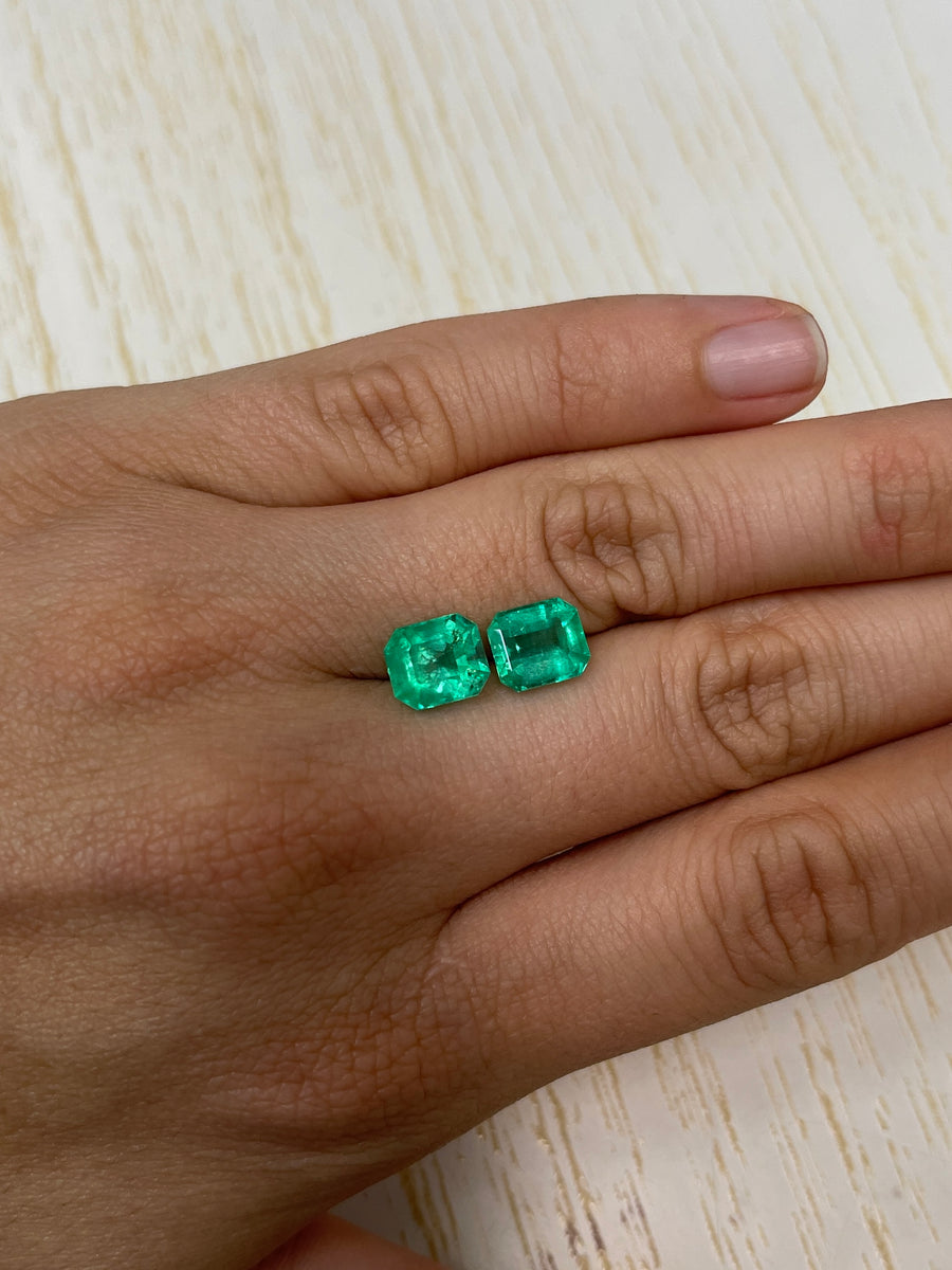 5.54tcw 9x8 Matching Loose Colombian Emeralds-Emerald Cut