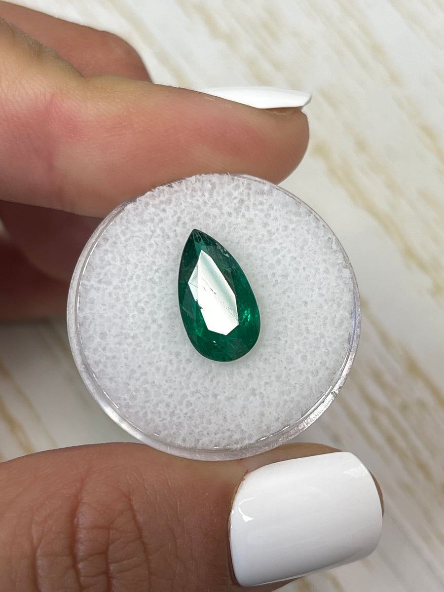 Lustrous Zambian Emerald - 2.72 Carats, Pear Shape, 13.8x7.6mm