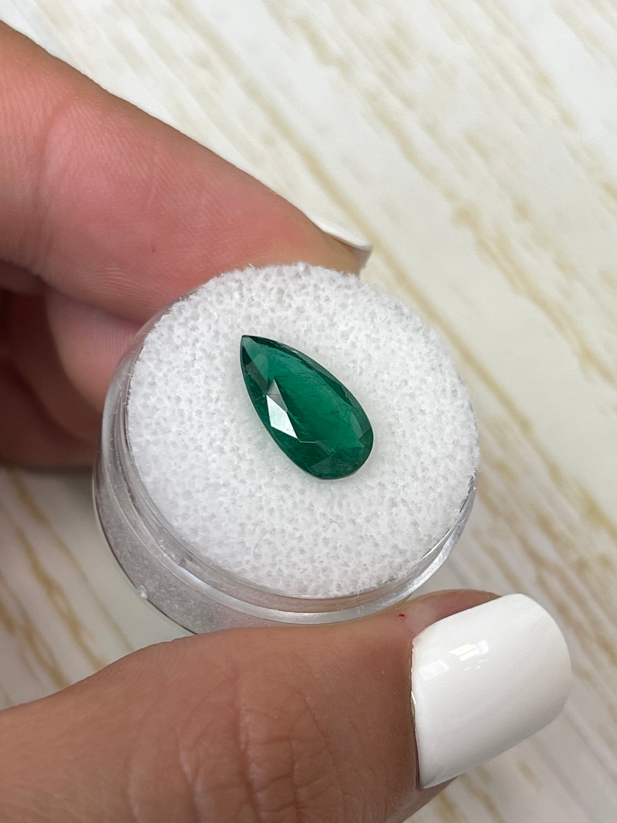 Genuine Pear-Cut Zambian Emerald - 2.72 Carats, 13.8x7.6mm, Deep Green Hue