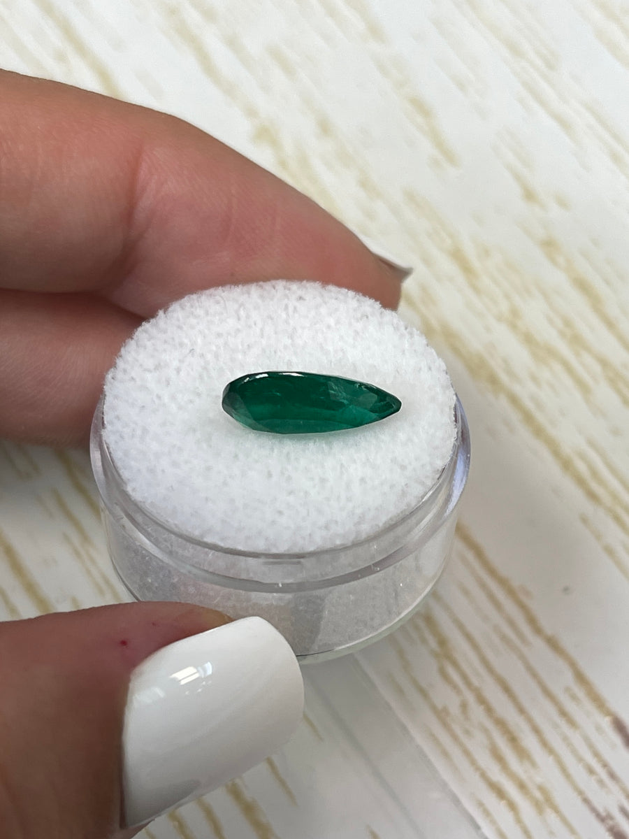 Zambian Emerald Gemstone - Pear Cut, 2.72 Carats, Deep Green, 13.8x7.6mm