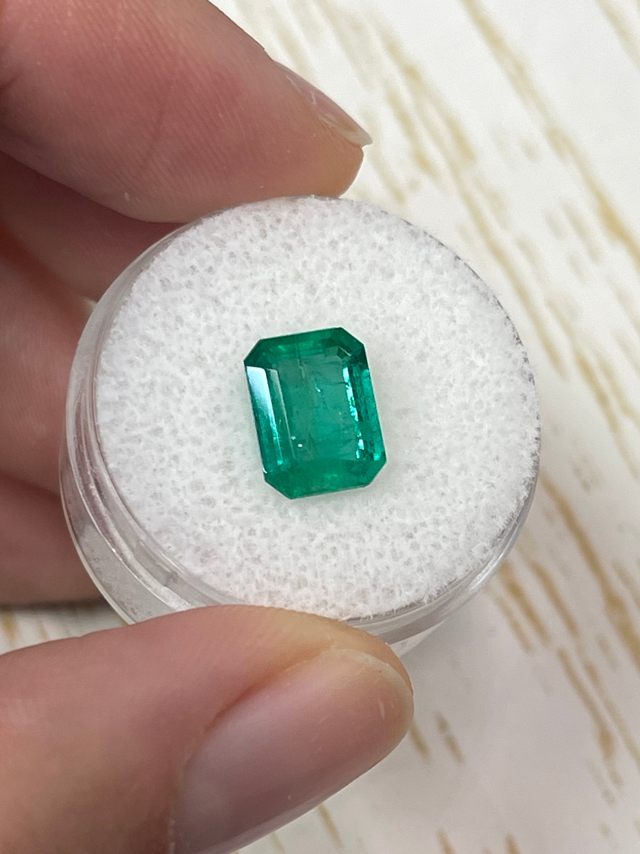 2.50 Carat 10x7.5 Deep Green Natural Loose Colombian Emerald-Classic Emerald Cut - JR Colombian Emeralds