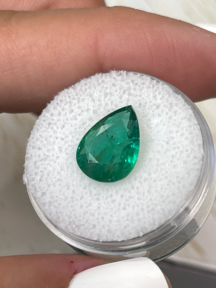 Vibrant Zambian Emerald - 3.44 Carat Pear Cut Loose Stone