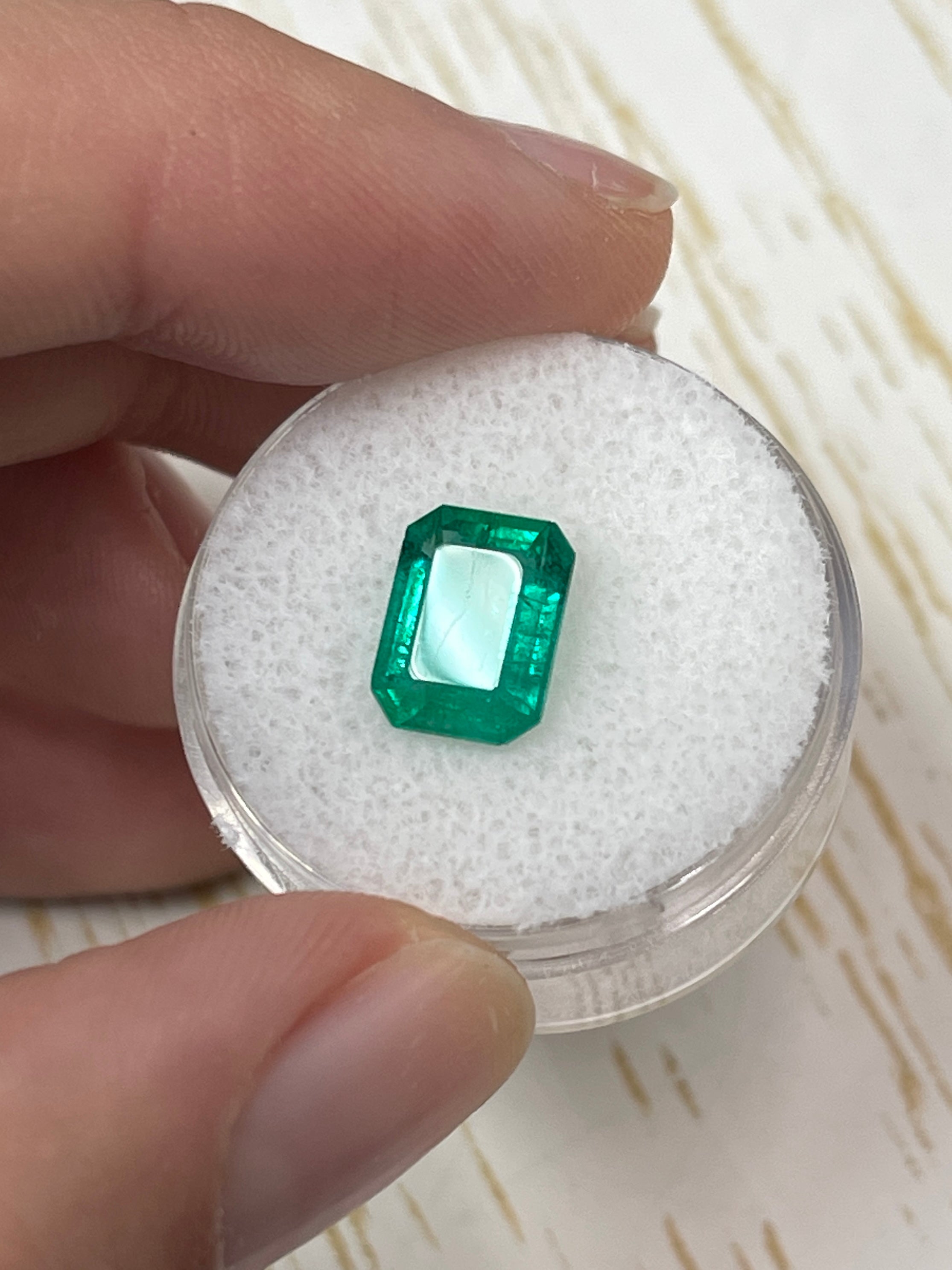 2.50 Carat 10x7.5 Deep Green Natural Loose Colombian Emerald-Classic Emerald Cut - JR Colombian Emeralds