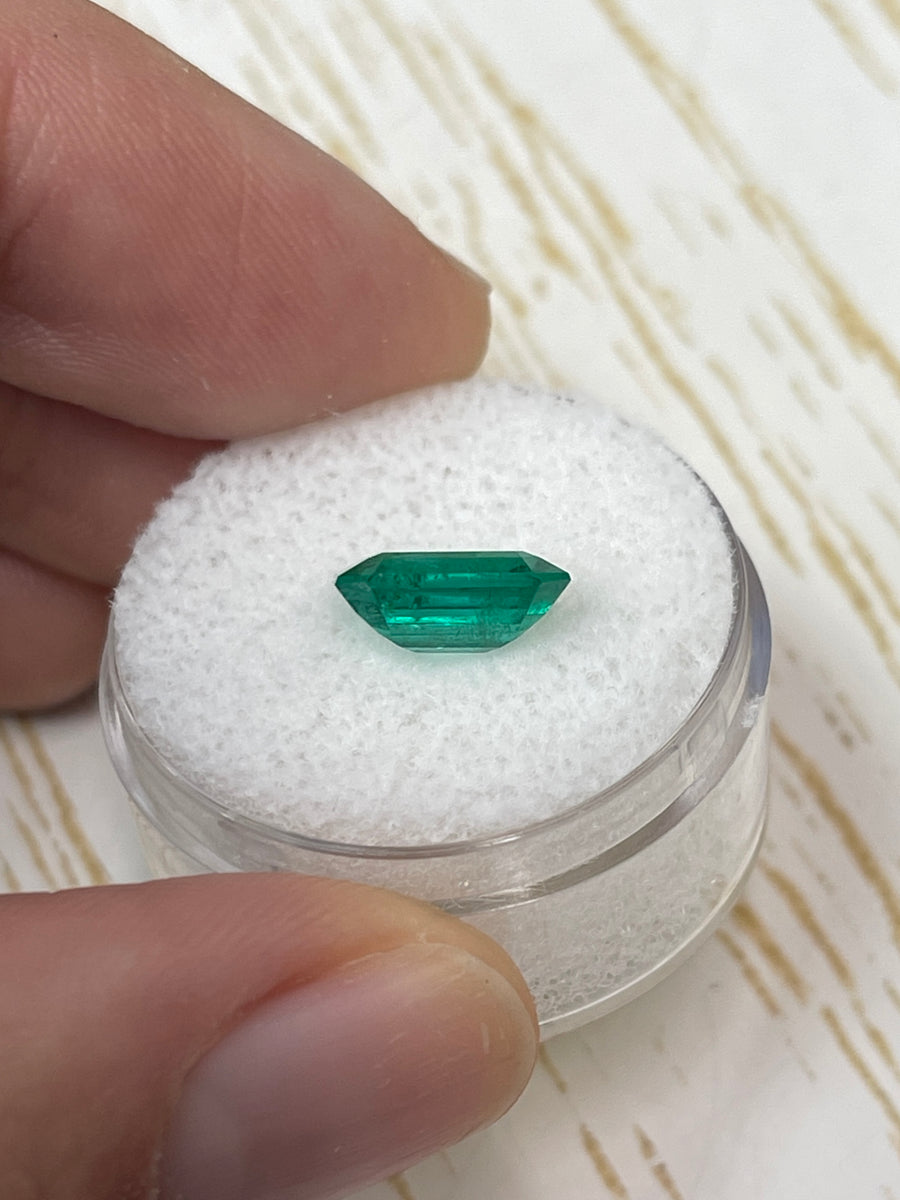 2.50 Carat 10x7.5 Deep Green Natural Loose Colombian Emerald-Classic Emerald Cut