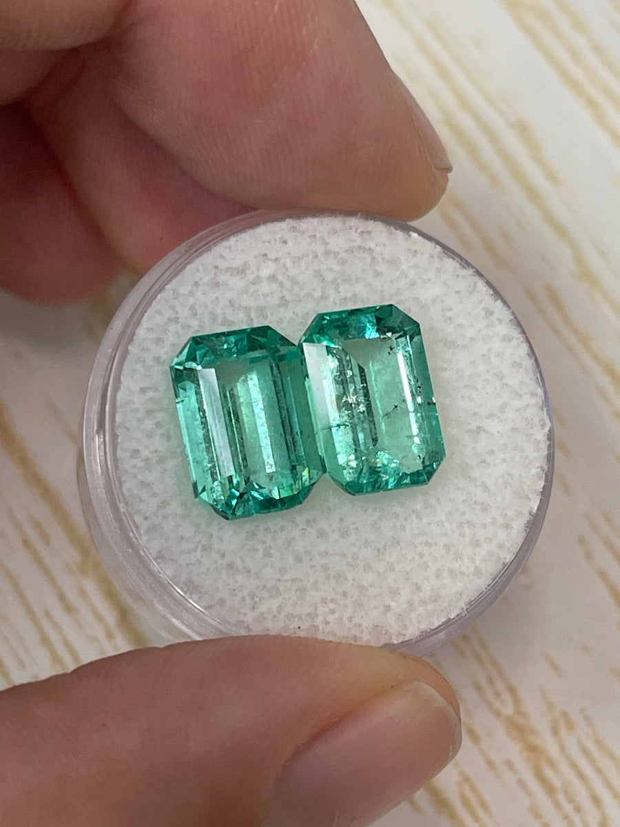 7.12ctw Loose Colombian Emeralds - Matching Pair - Emerald Cut