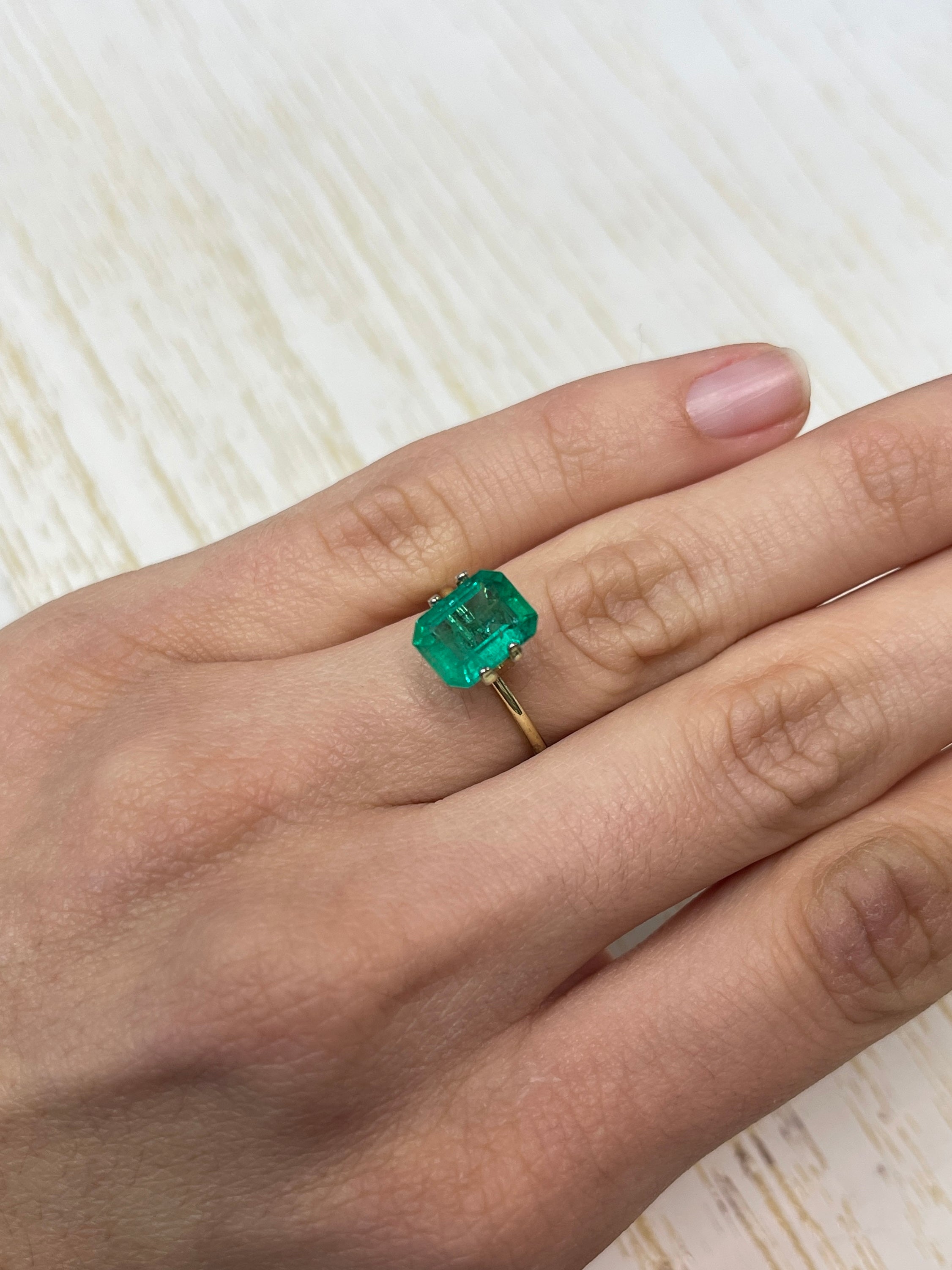 2.50 Carat 10x7.5 Deep Green Natural Loose Colombian Emerald-Classic Emerald Cut - JR Colombian Emeralds