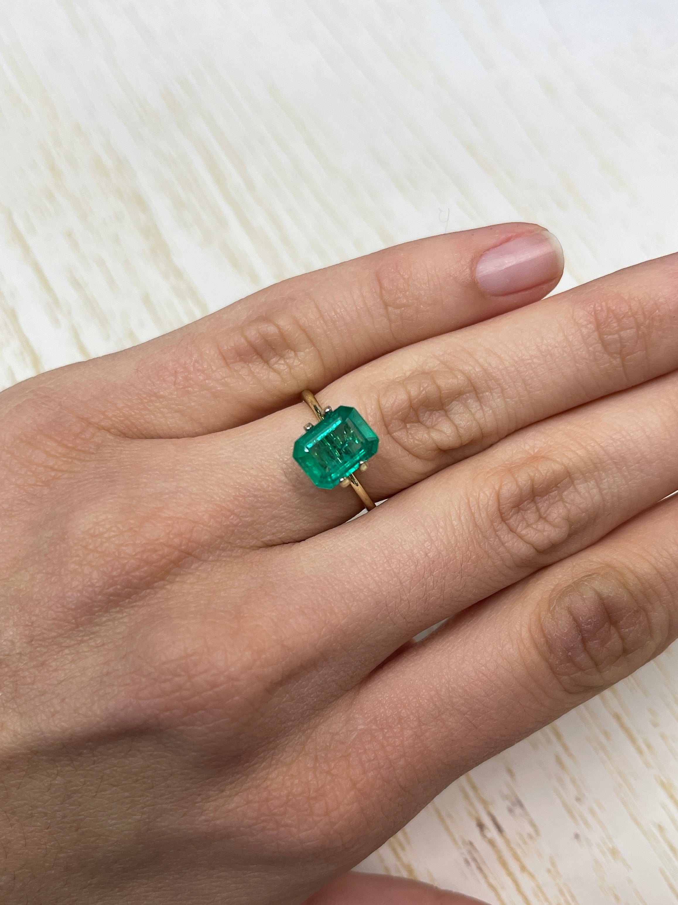 2.50 Carat 10x7.5 Deep Green Natural Loose Colombian Emerald-Classic Emerald Cut - JR Colombian Emeralds