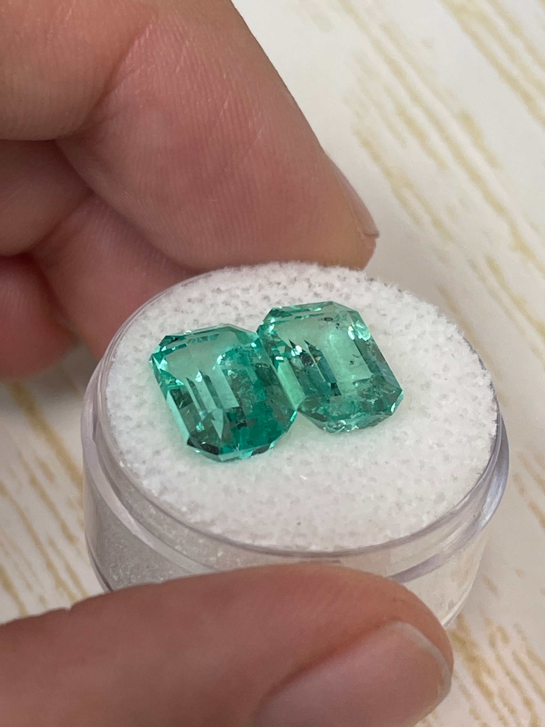 7.12 Carat Total Weight Colombian Emeralds - Emerald Cut 11.5x8