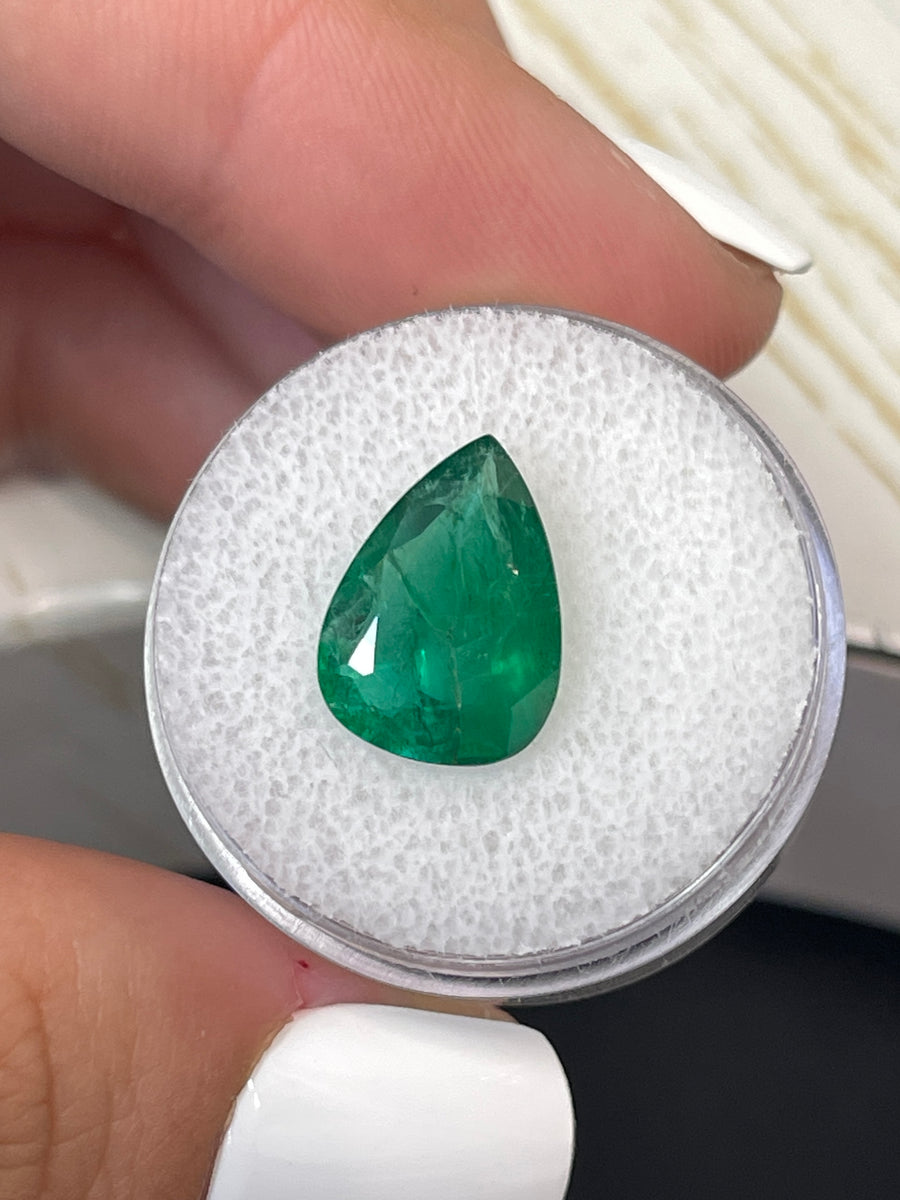 Natural Deep Green Zambian Emerald - 14x10 Pear Shape