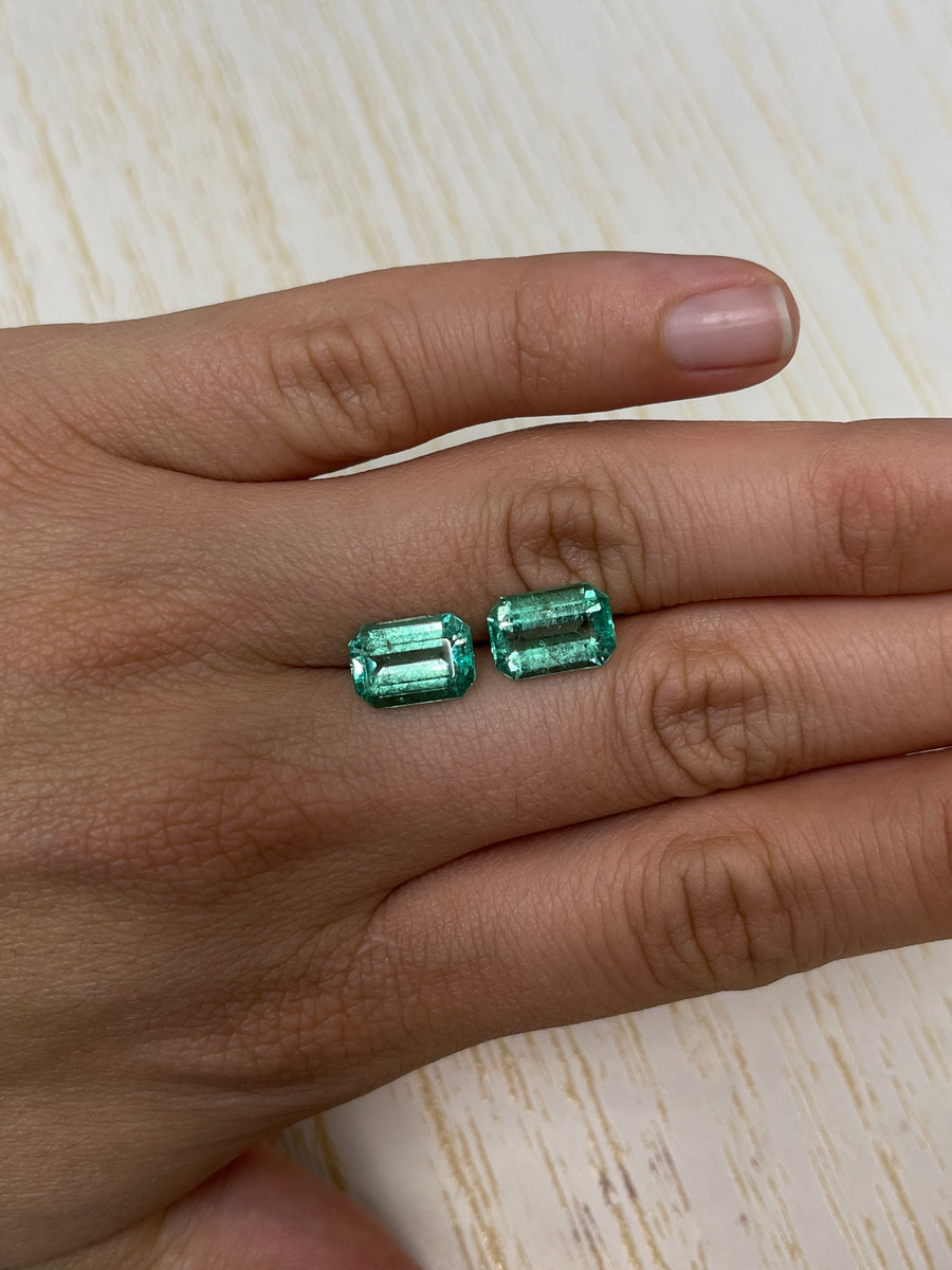 7.12tcw 11.5x8 Matching Loose Colombian Emeralds-Emerald Cut