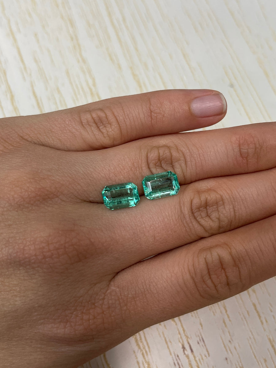 7.12tcw 11.5x8 Matching Loose Colombian Emeralds-Emerald Cut