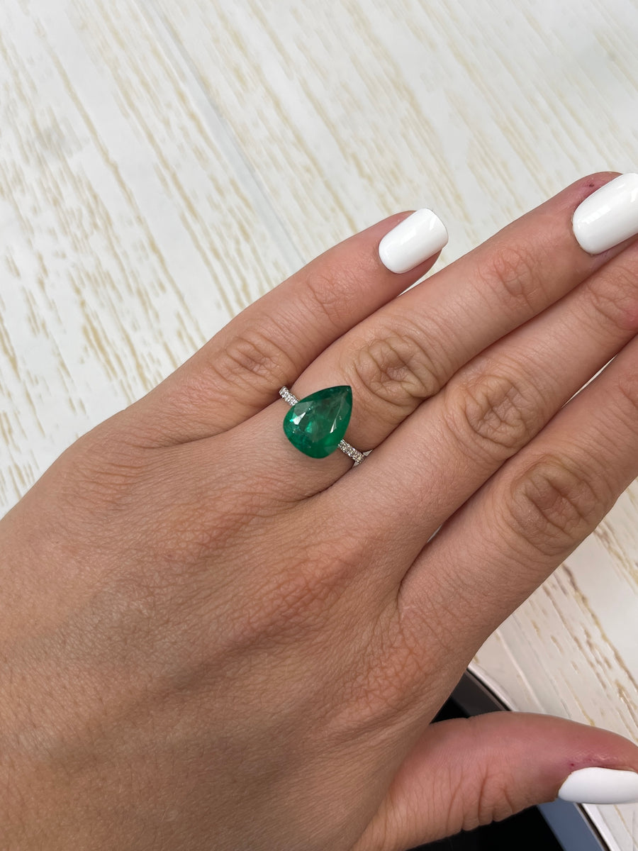 Pear-Cut Zambian Emerald Gemstone - 3.78 Carats