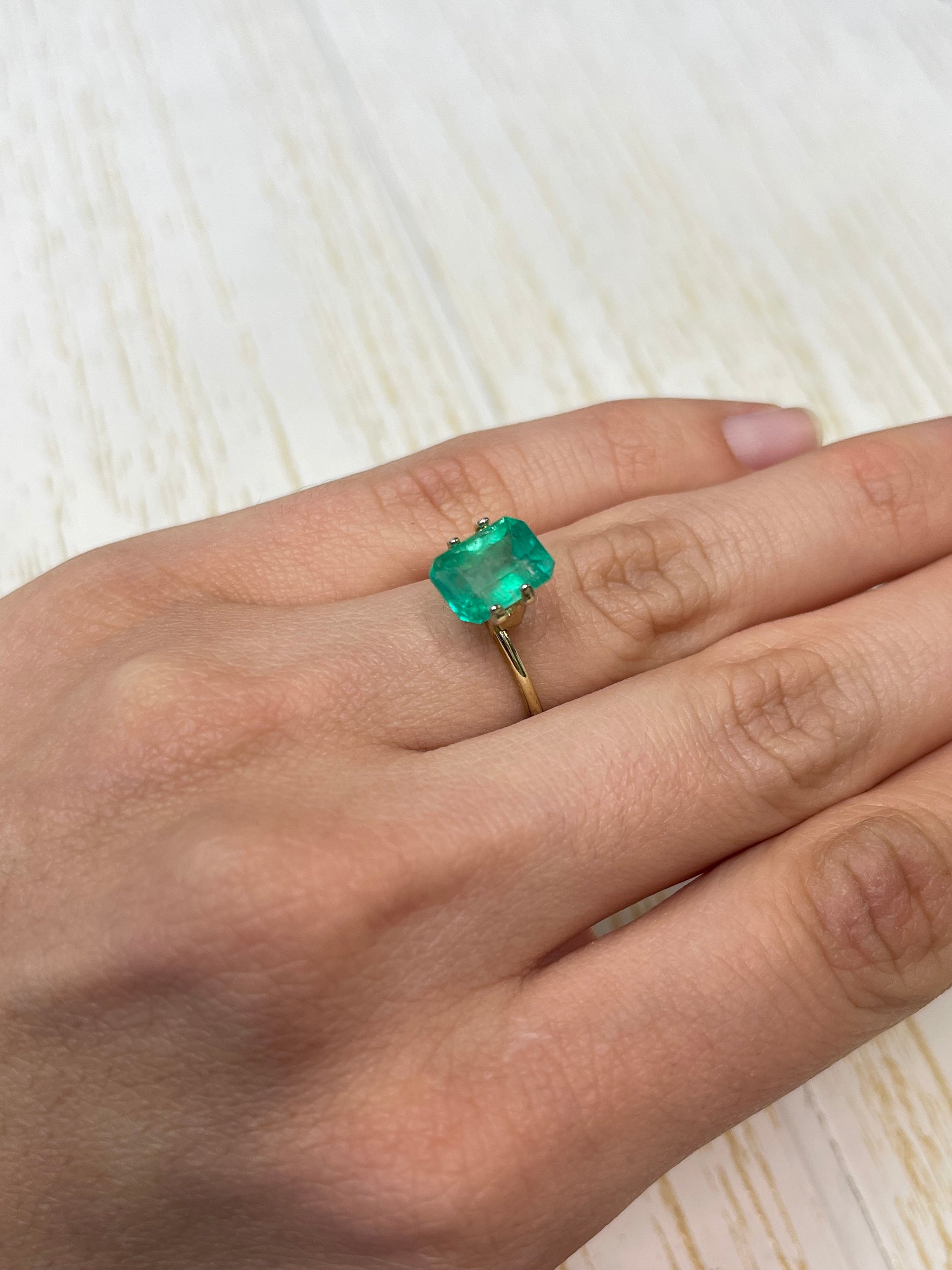 2.55 Carat 10x7 Spring Green Natural Loose Colombian Emerald-Classic Emerald Cut - JR Colombian Emeralds