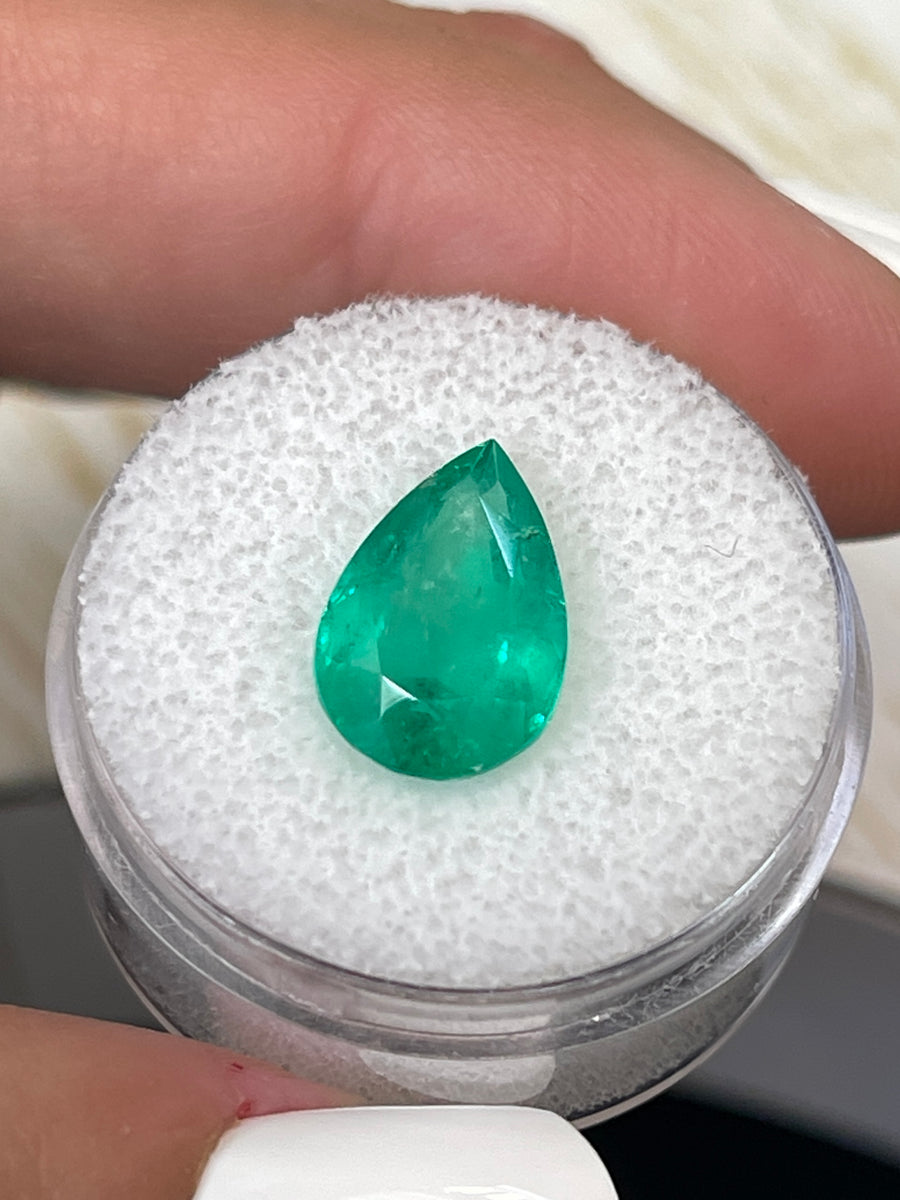 Medium Green Loose Colombian Emerald - Pear-Cut Gemstone, 3.89 Carats