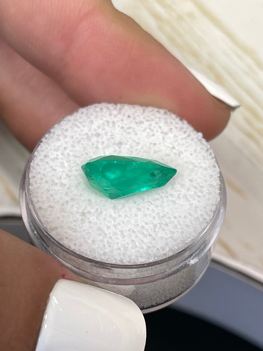 3.89 Carat Pear-Cut Colombian Emerald - Vibrant Medium Green Hue