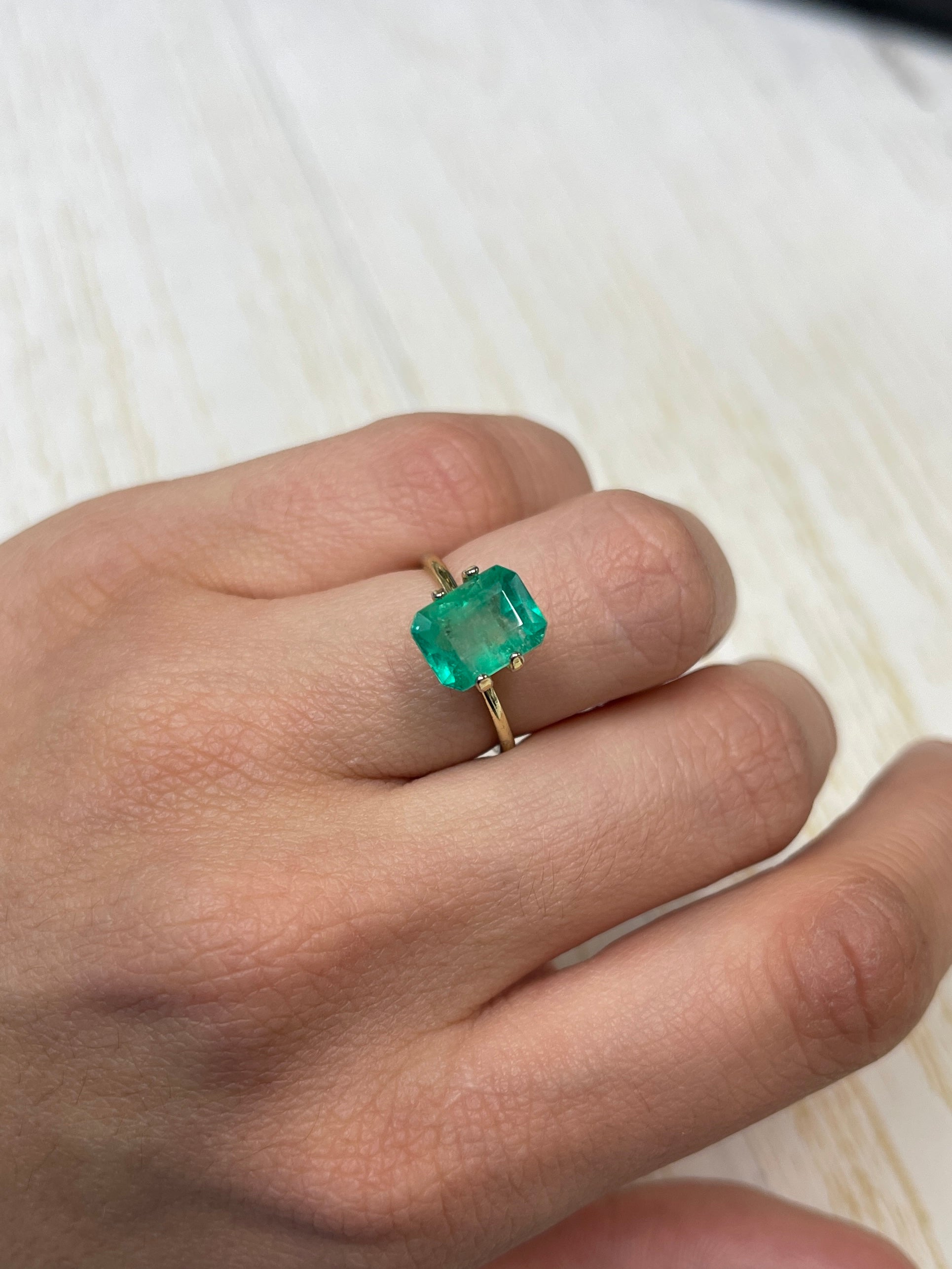 2.55 Carat 10x7 Spring Green Natural Loose Colombian Emerald-Classic Emerald Cut - JR Colombian Emeralds