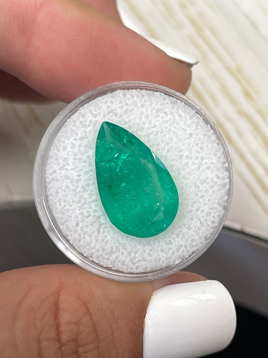 18x11 Green Colombian Emerald - 7.49 Carat Loose Gemstone - Pear-Shaped