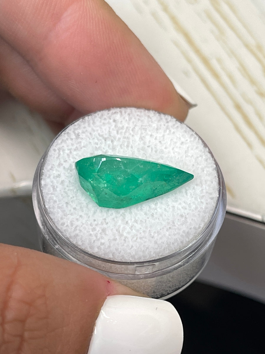 7.49 Carat Natural Colombian Emerald - Lustrous Green Pear-Shaped Jewel