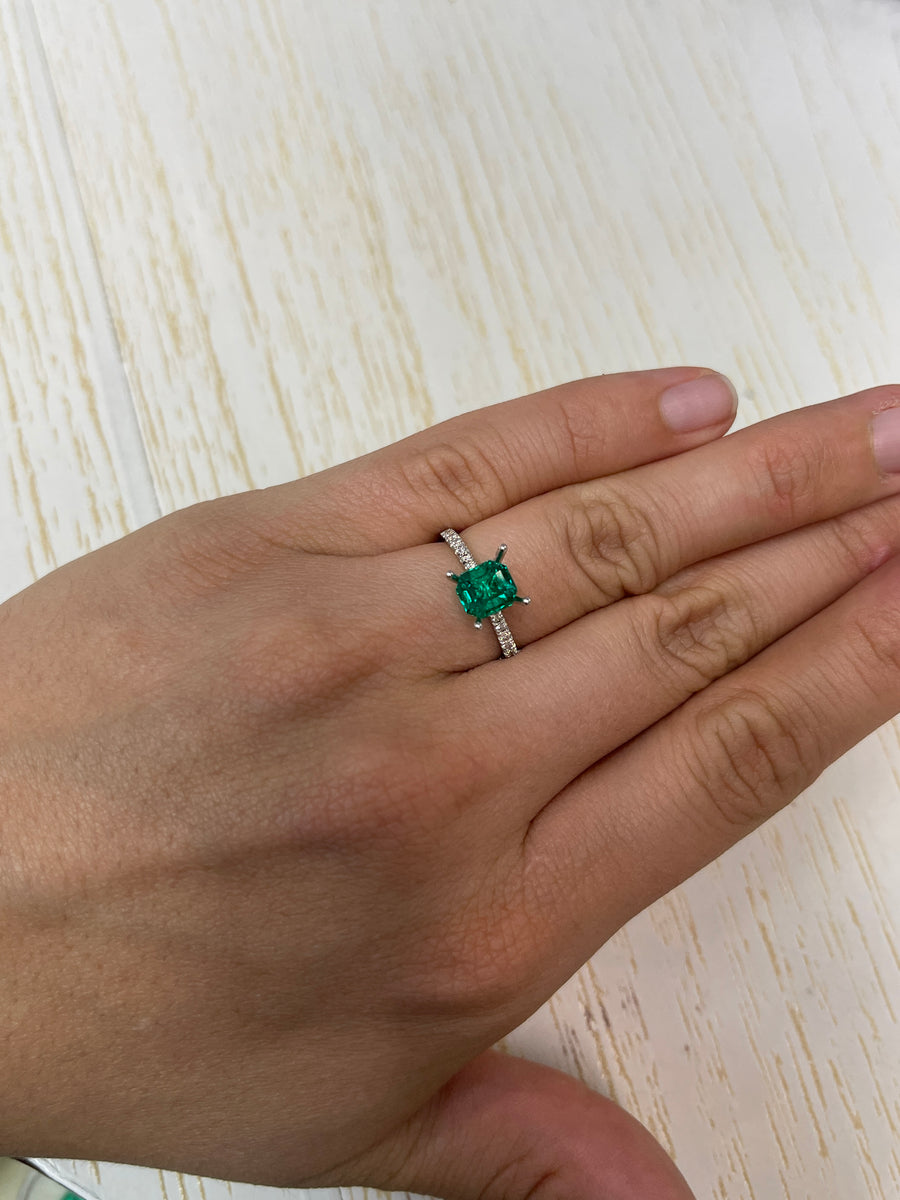 1.56 Carat AAA+ Investment Grade Muzo Green Natural Loose Colombian Emerald- Emerald Cut