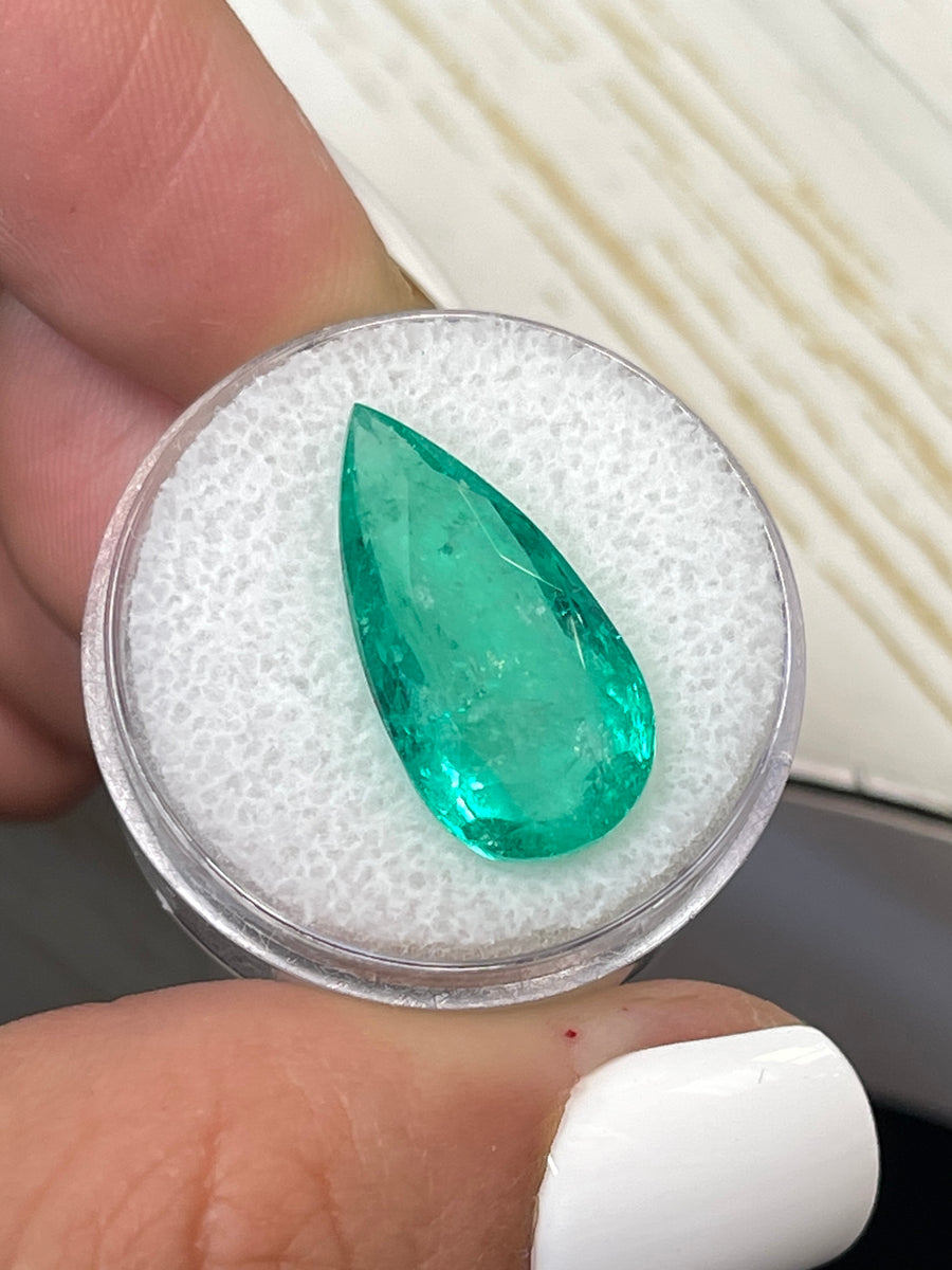 Enormous 21x11 Pear-Shaped Colombian Emerald - Genuine Green Gem