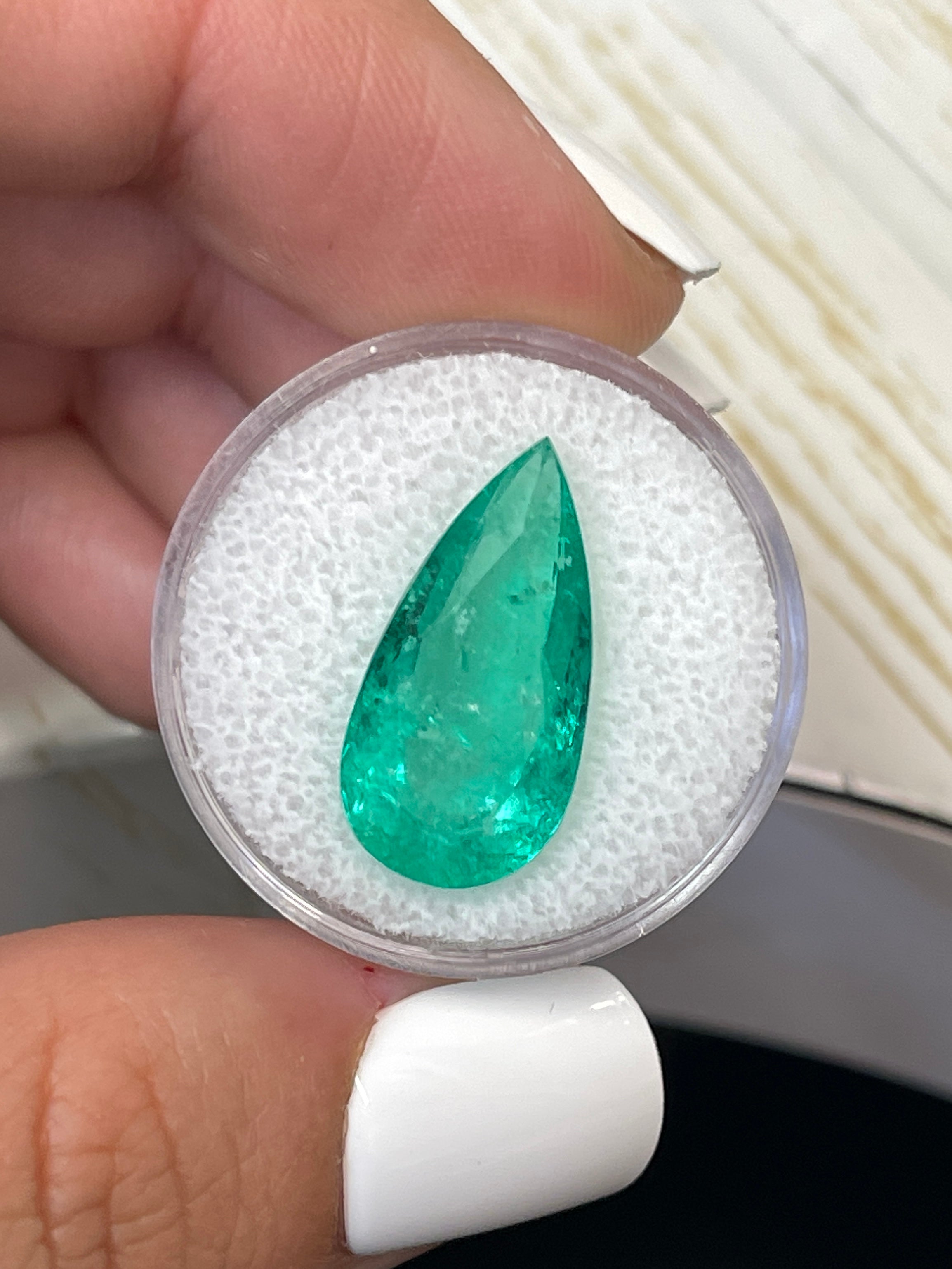 Colossal 8.57 Carat Colombian Emerald - Vibrant Green Pear Cut