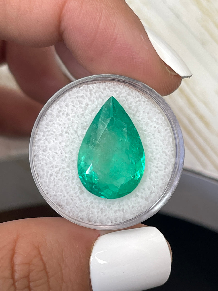 Colossal 10.05 Carat Pear-Cut Green Colombian Emerald - 20x13 Dimensions