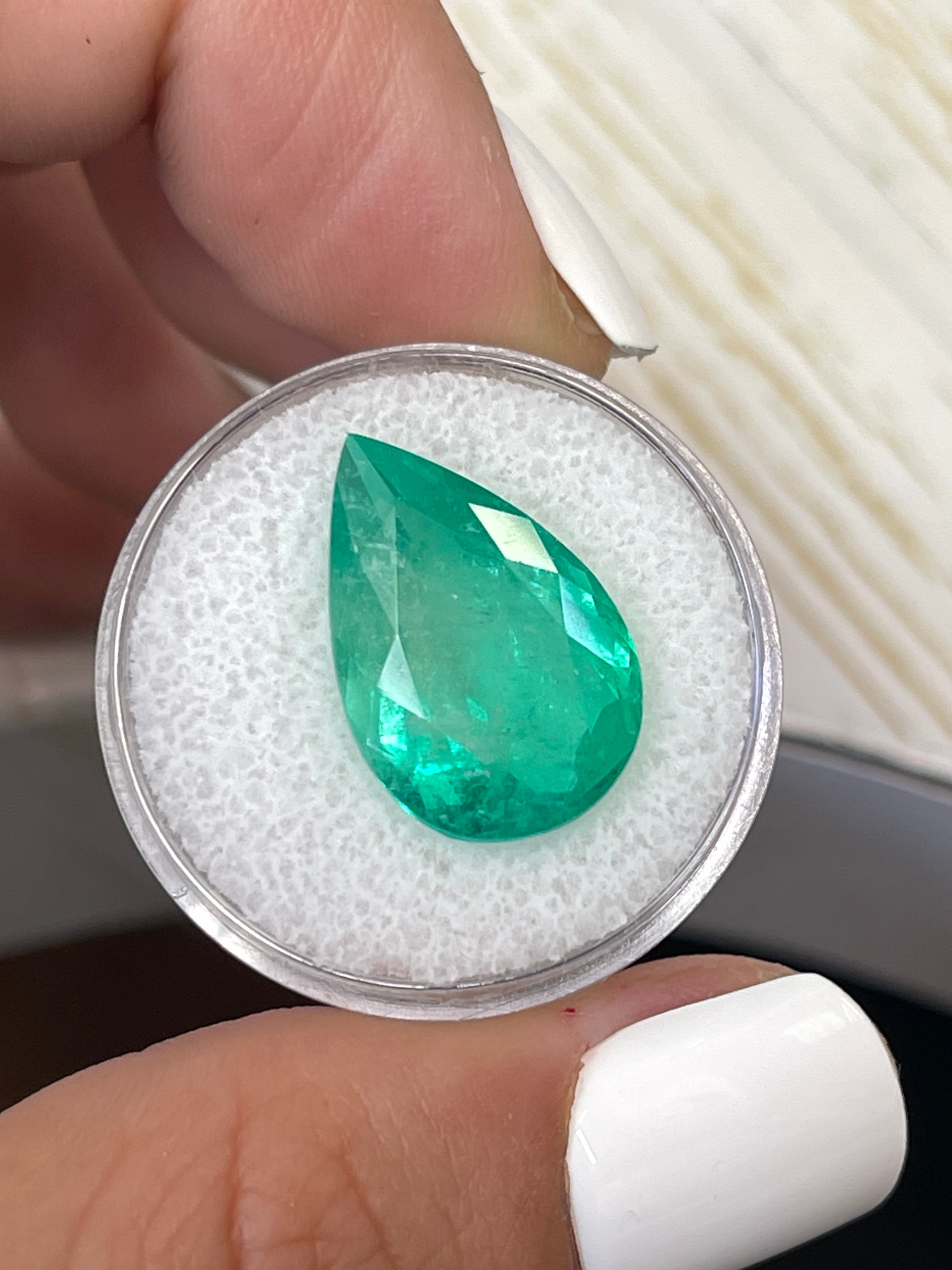 Massive 20x13 Green Colombian Emerald - Pear Shaped, 10.05 Carats