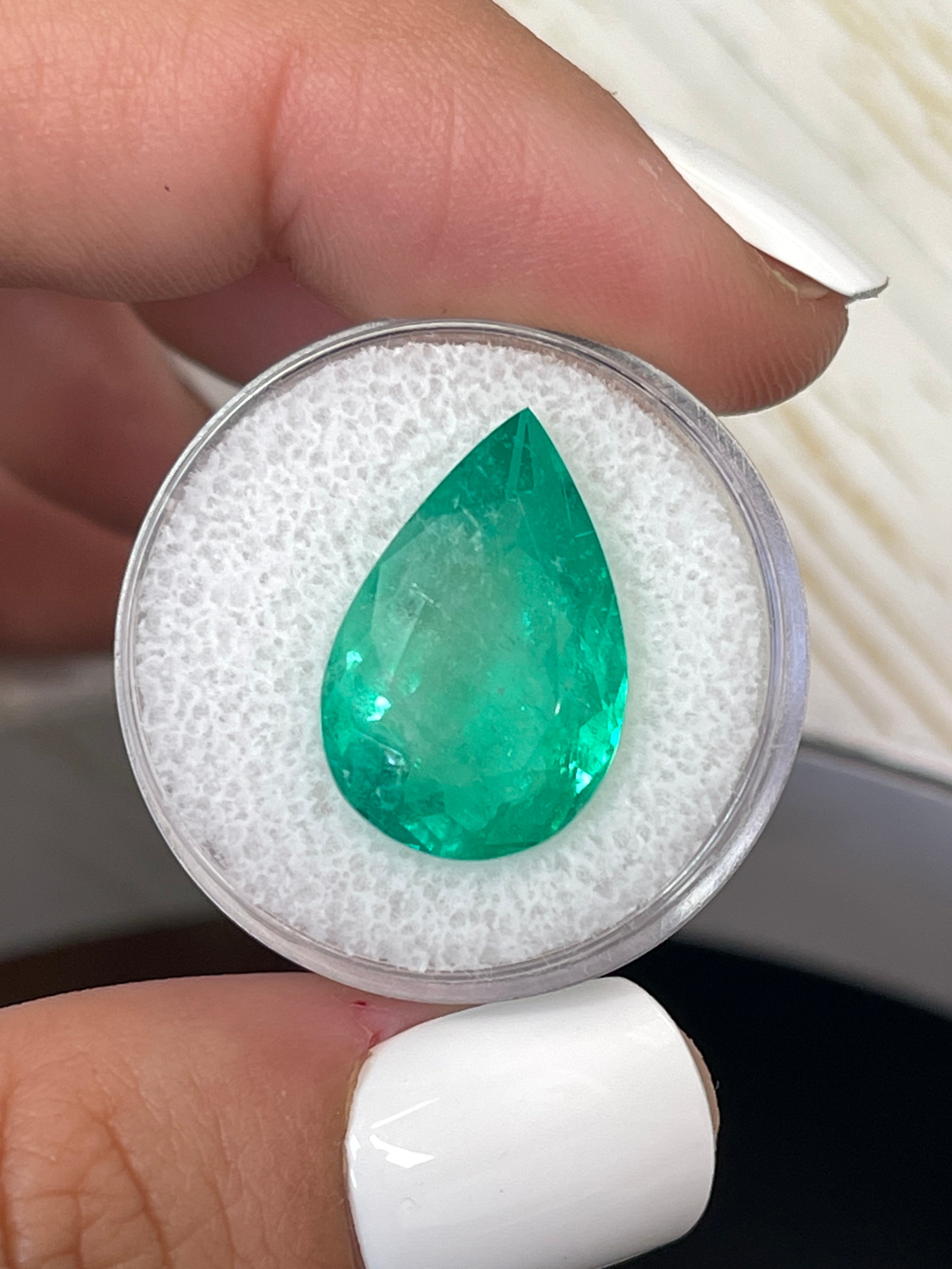 Huge 10.05 Carat Pear-Cut Colombian Emerald - Natural Green Beauty