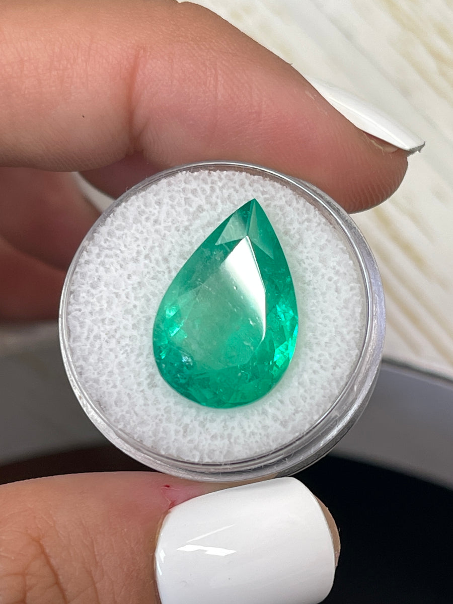Colombian Emerald - 20x13 Pear Cut, 10.05 Carat Green Gem