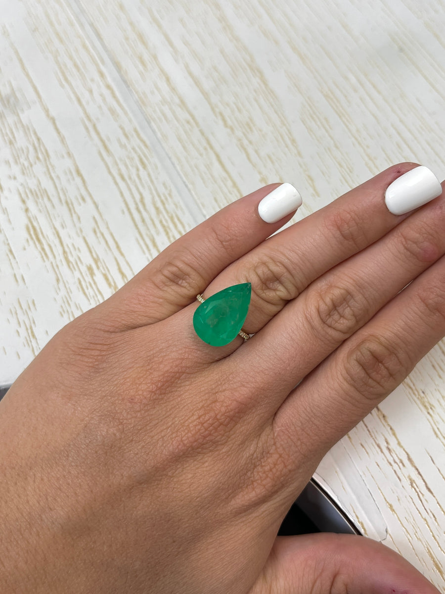 Stunning 12.11 Carat Green Colombian Emerald - Pear Shaped Jewel