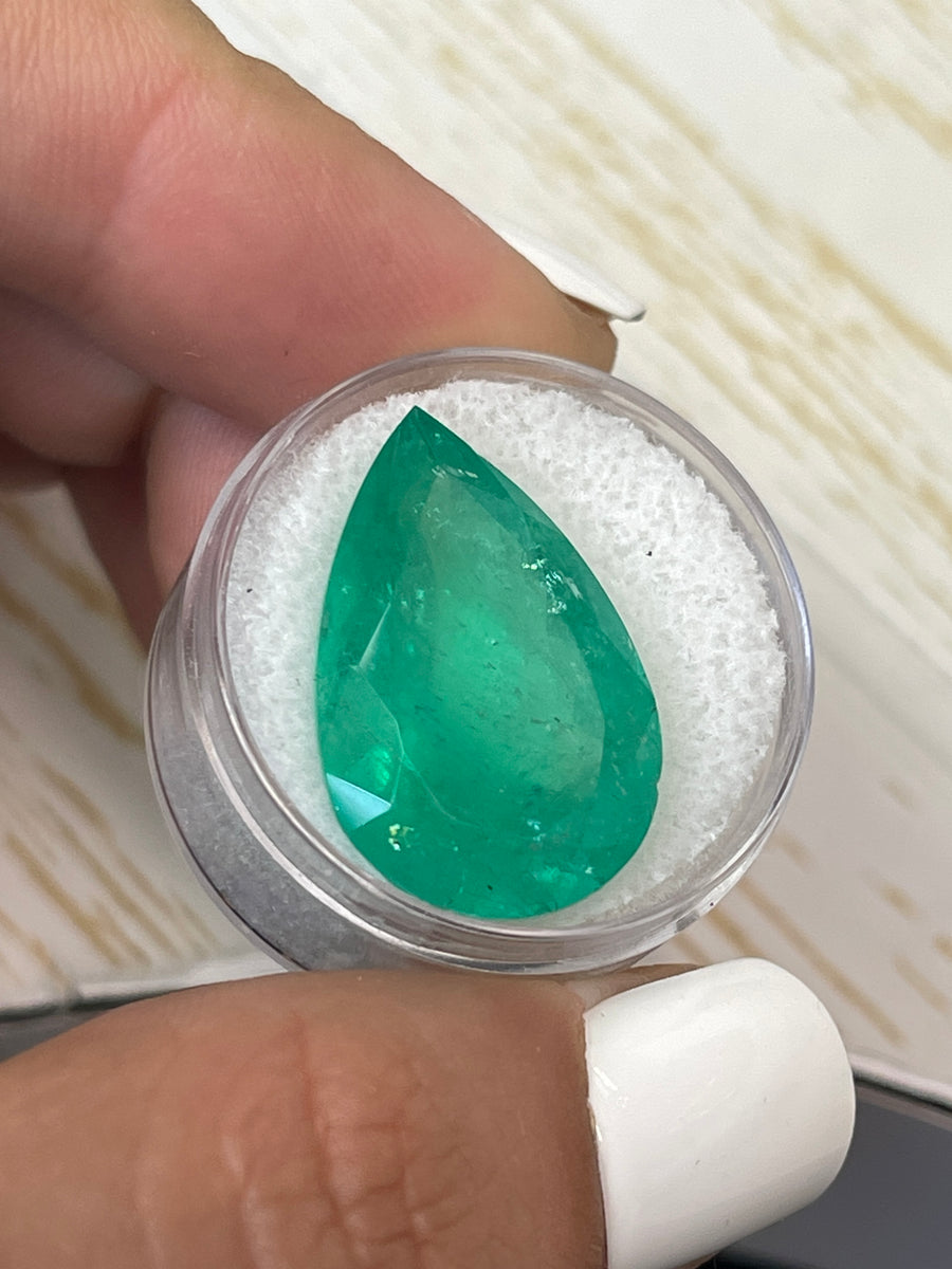 Rare 20.43 Carat Pear-Shaped Colombian Emerald - Massive Green Gemstone