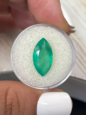 Marquise Cut Colombian Green Emerald: 4.86 Carats, 17x9mm Size