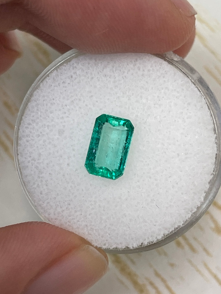 Natural Loose Colombian Emerald with 1.21 Carat Weight - Elongated Emerald Cut, Dimensions 8.5mm x 5mm