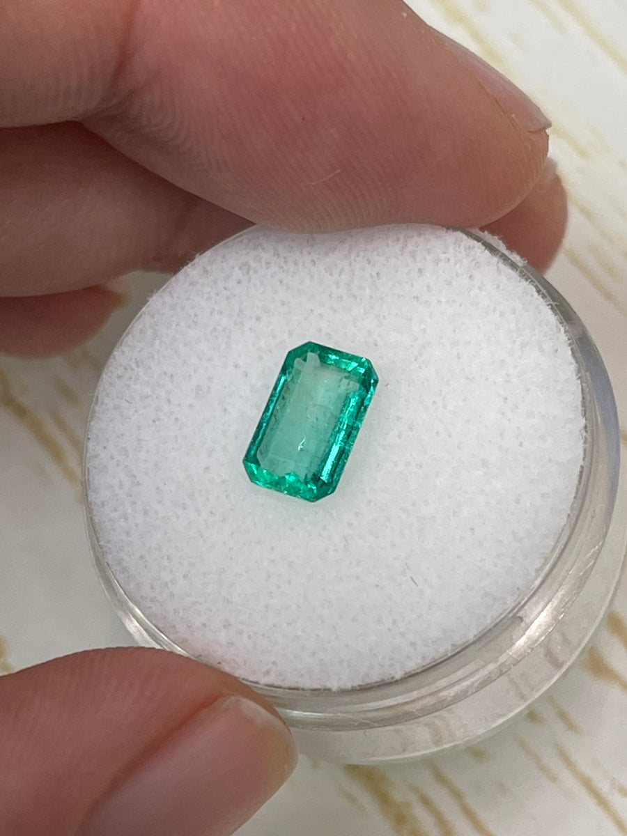 1.21 Carat Colombian Emerald in Elongated Emerald Cut - 8.5mm x 5mm Dimensions