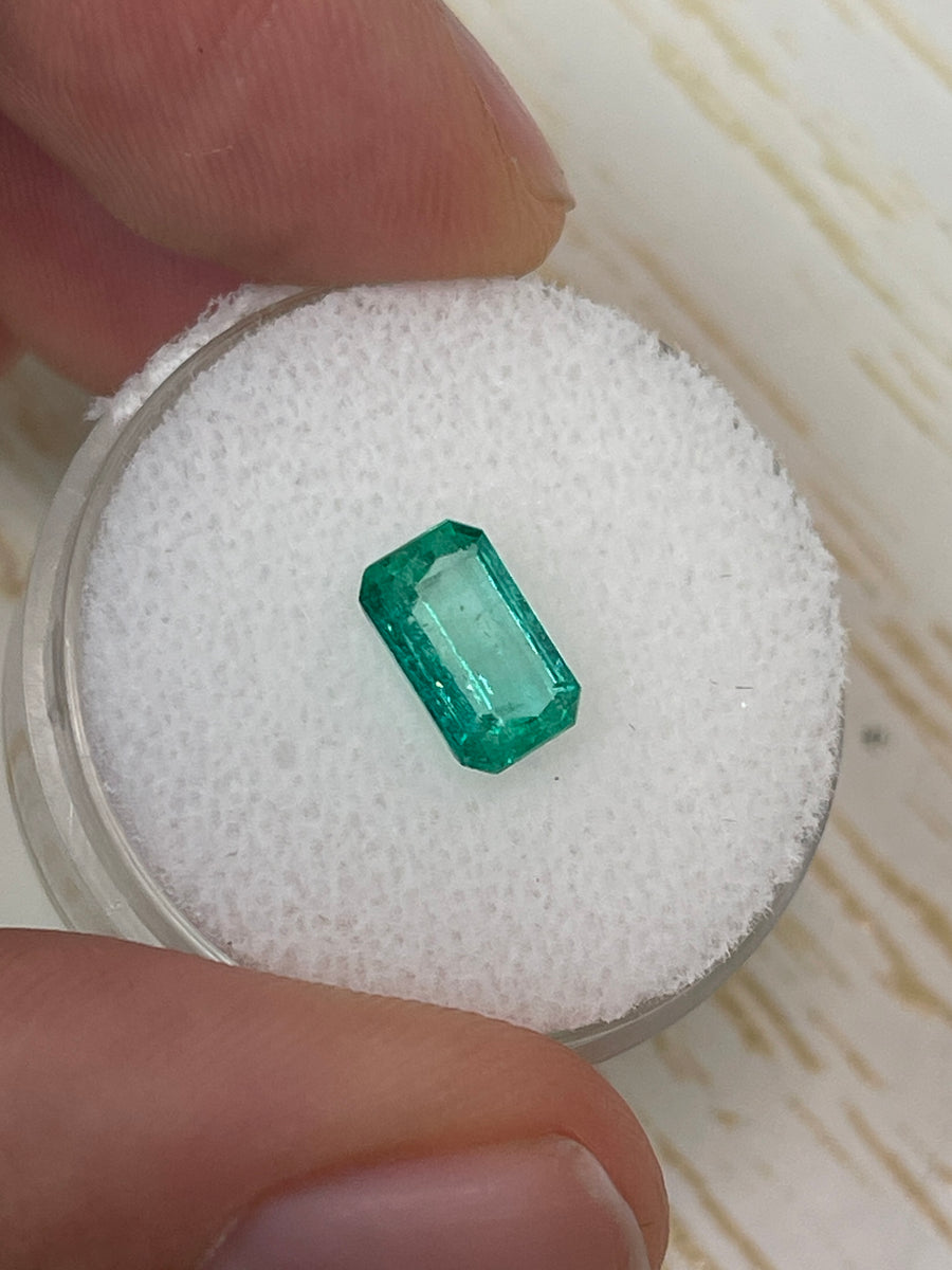 1.21 Carat 8.5mm x 5mm Natural Loose Colombian Emerald-Elongated Emerald Cut