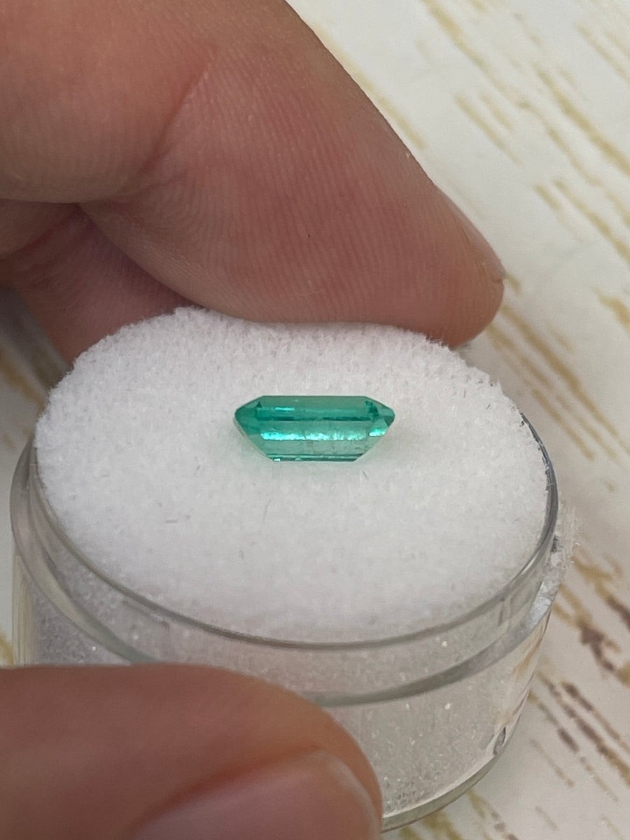 Elongated Emerald Cut Colombian Emerald, 1.21 Carat, and 8.5mm x 5mm in Size