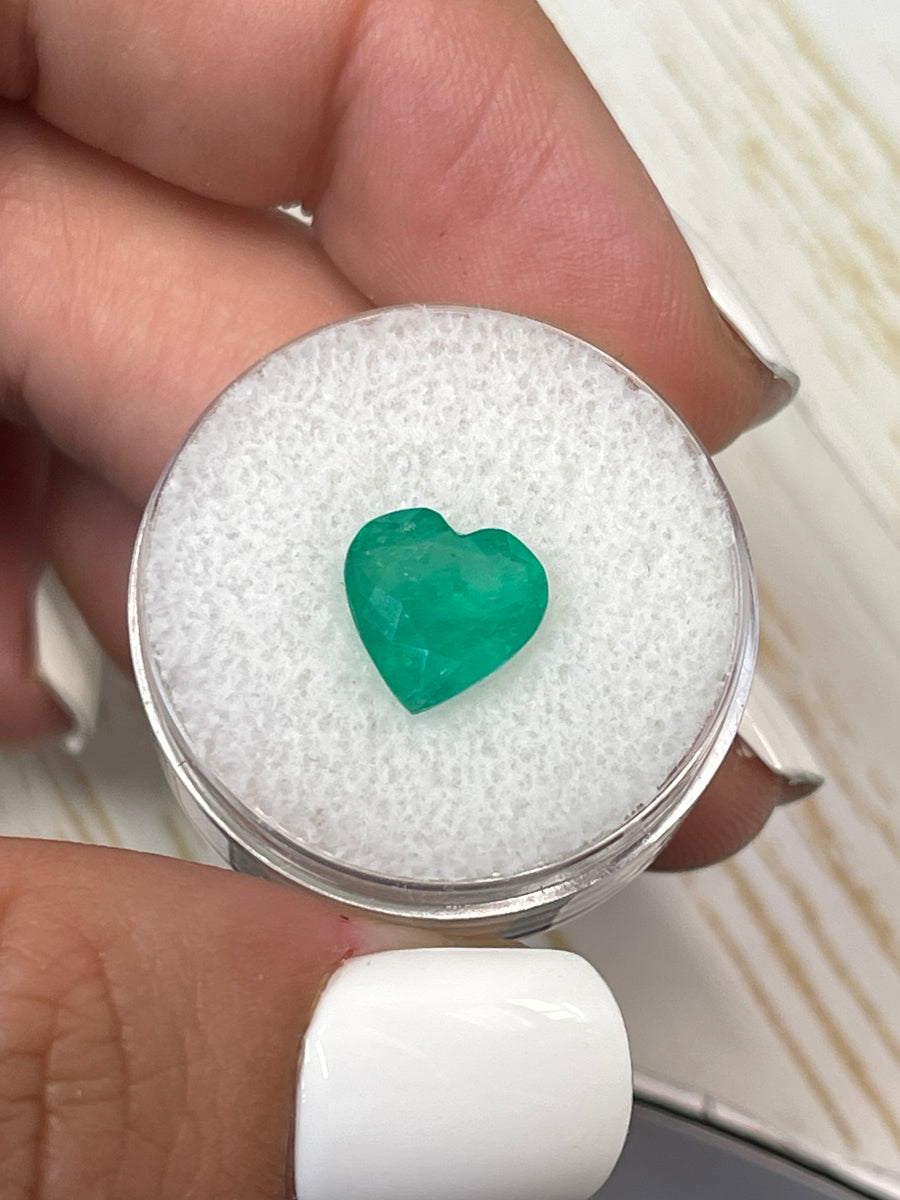 Vibrant 2.52 Carat Colombian Emerald - Heart Shaped and Loose