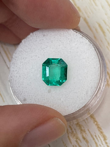 1.71 Carat Art Deco Asscher Cut Natural Loose Colombian Emerald