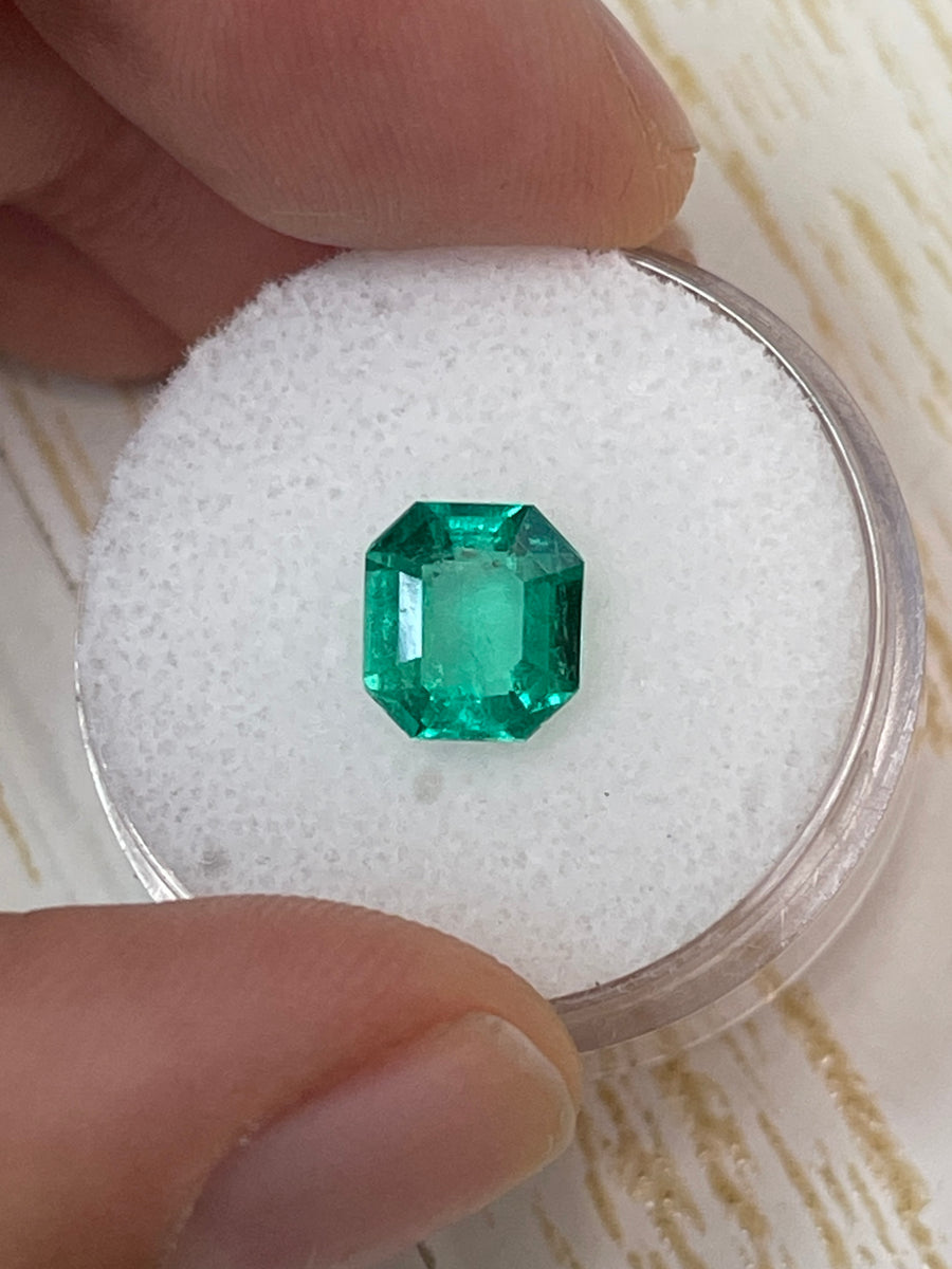 1.71 Carat Colombian Emerald with Art Deco Style Asscher Cut
