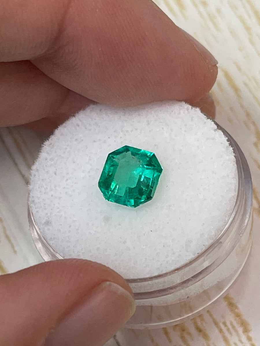 Art Deco Asscher-Cut Colombian Emerald, 1.71 Carat, Nature's Green Beauty