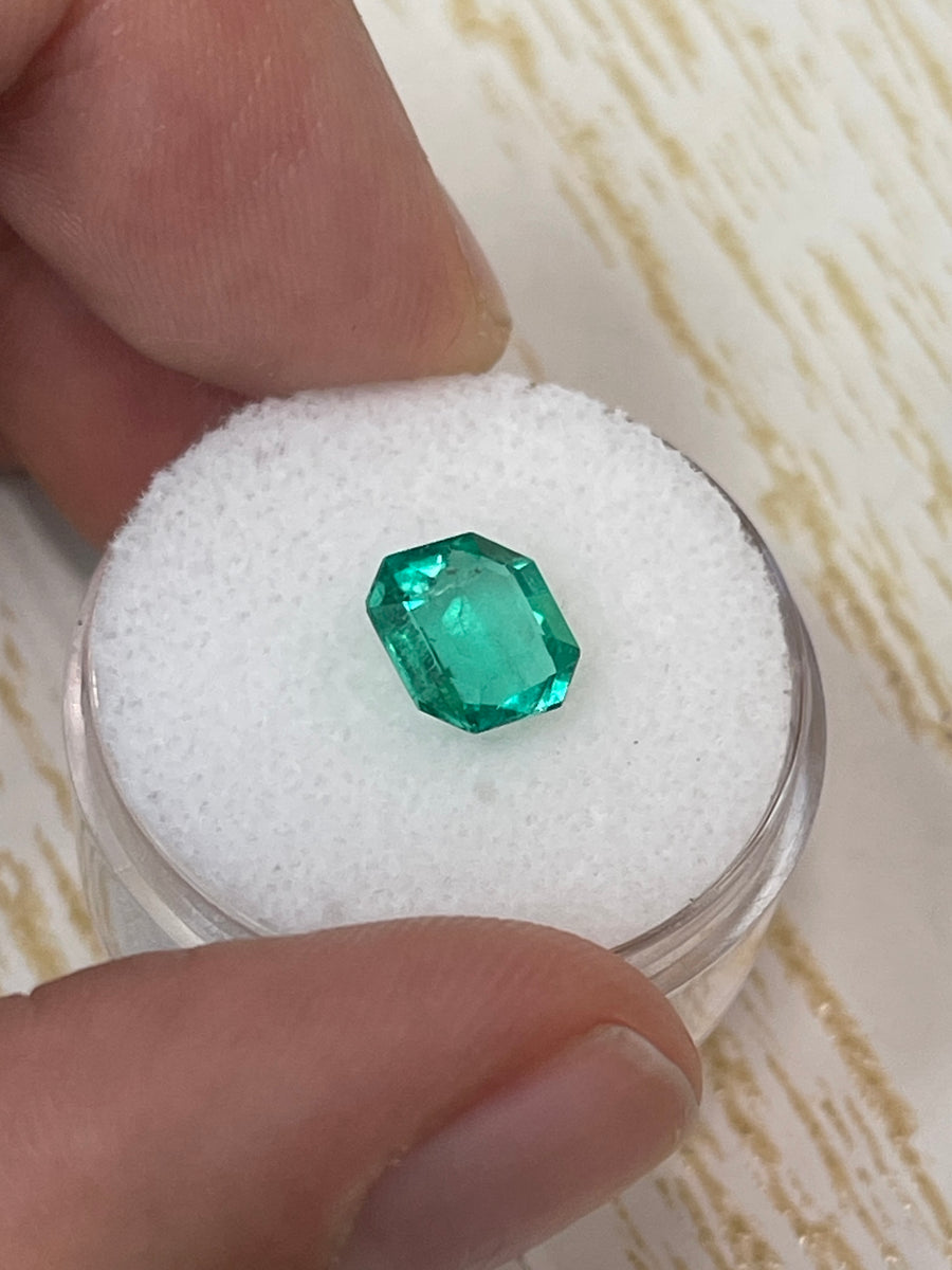 1.71 Carat Art Deco Asscher Cut Natural Loose Colombian Emerald