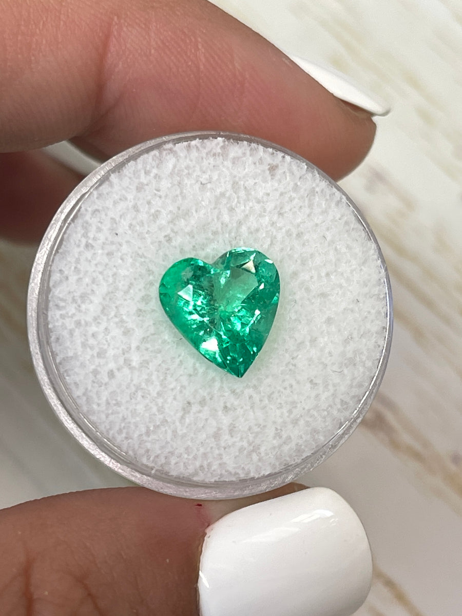 Yellow-Green Colombian Emerald - 3.10 Carat Heart-Cut Loose Gem, 10.2x9.8 mm
