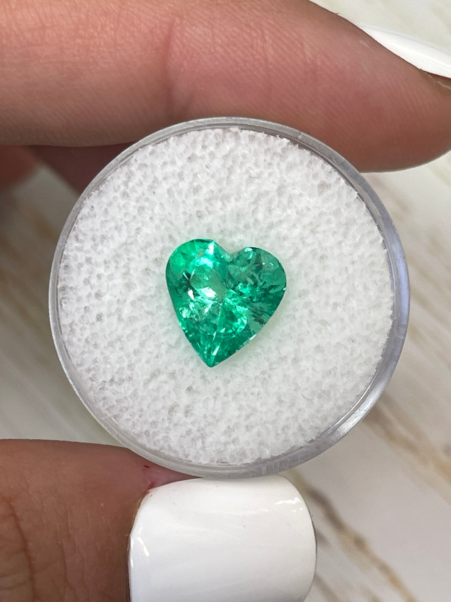 Natural Loose Colombian Emerald - Heart Cut, 3.10 Carats, 10.2x9.8 mm, Yellowish Green
