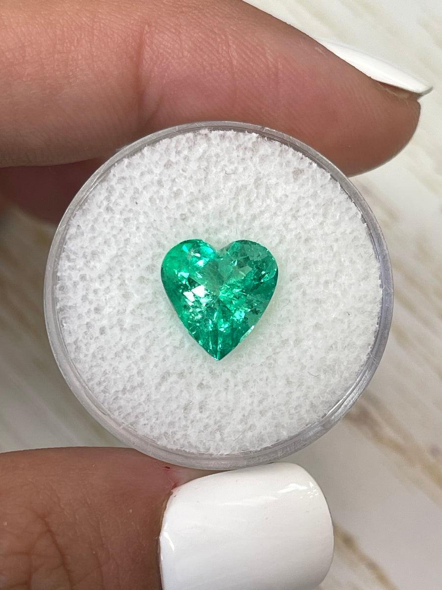 Yellow-Green 3.10 Carat Colombian Emerald - Heart Shaped, Loose Gemstone 10.2x9.8 mm