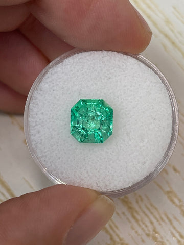 2.35 Carat 8x8 Neon Yellowish Green Natural Loose Colombian Emerald- Asscher Cut