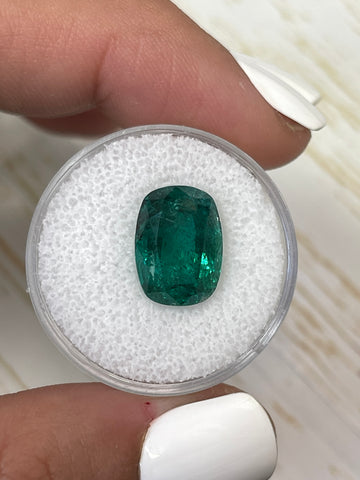 6.15 Carat Intense Deep Green Natural Loose Zambian Emerald-Cushion Cut