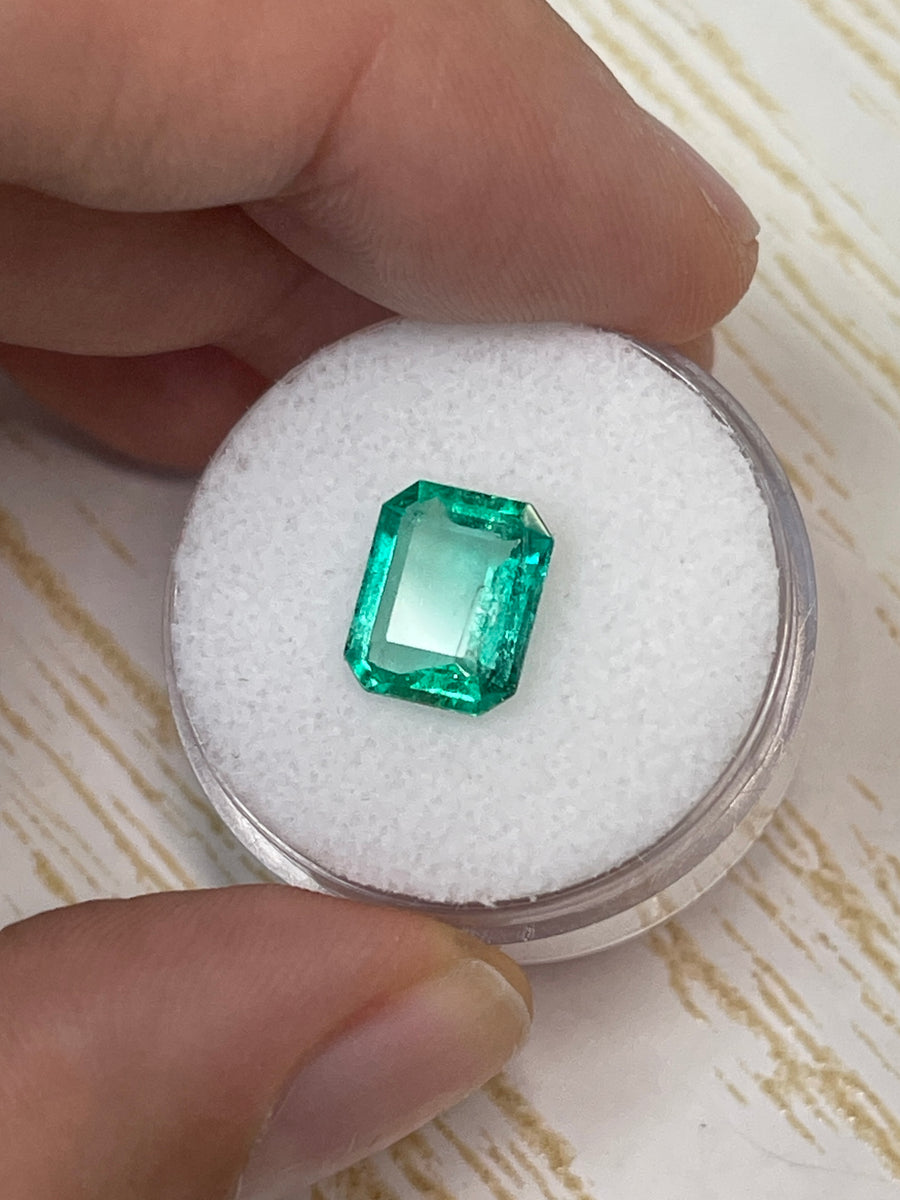 2.50 Carat 10x8 Spready Clear Green Natural Loose Colombian Emerald-Classic Emerald Cut