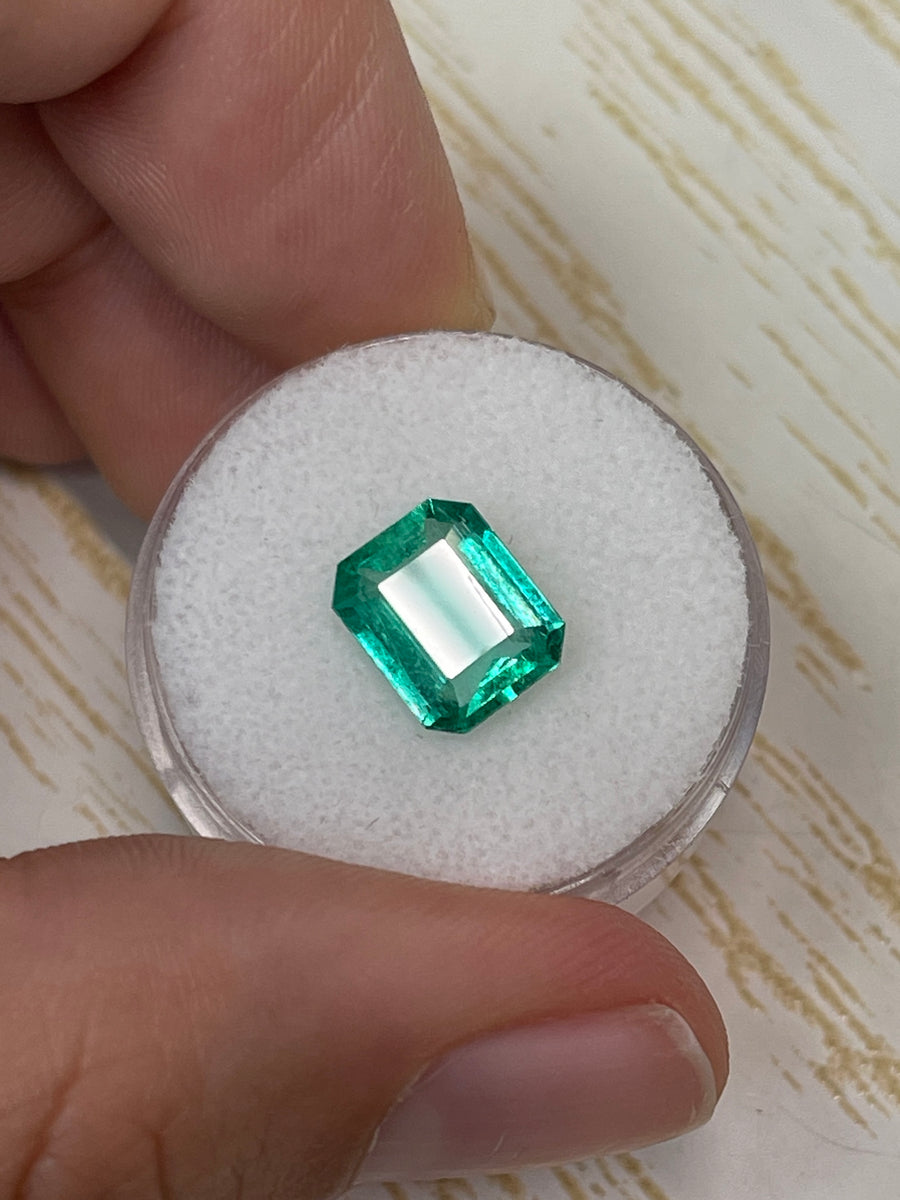 2.50 Carat 10x8 Spready Clear Green Natural Loose Colombian Emerald-Classic Emerald Cut